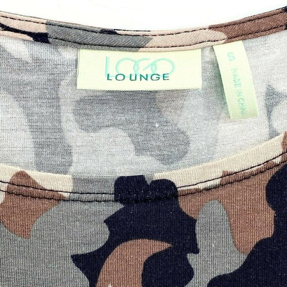 LOGO Lounge Rayon Blend Tank Top Sz S Knit Stretch Camouflage Grey Black - Picture 3 of 6